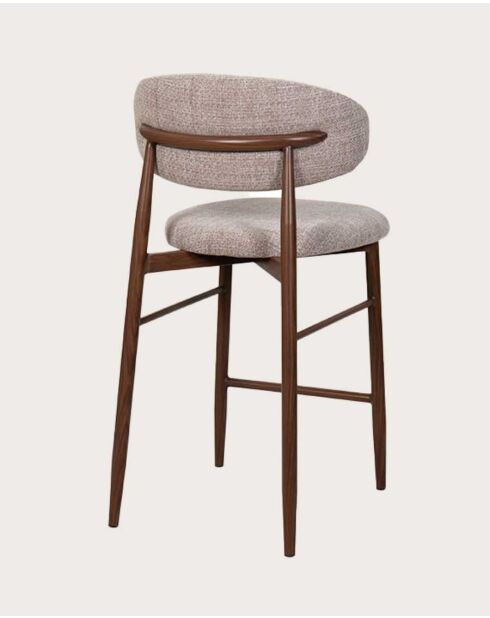 Sedia da bar Kerin in tessuto taupe con gambe in metallo - 52 x 52 x 95 cm