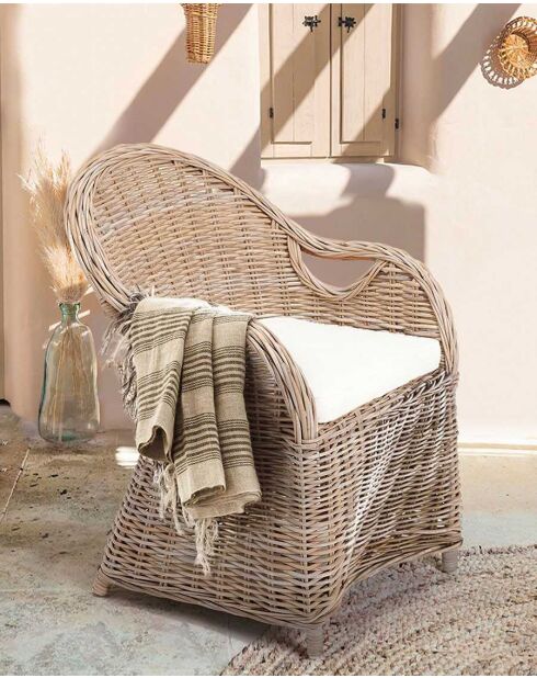 Chaise en rotin Zago naturelle - 64 x 70 x 90 cm