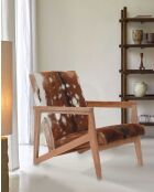 Fauteuil en teck et peau de chèvre Cow Boy marron - 67 x 80 x 77 cm