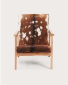 Fauteuil en teck et peau de chèvre Cow Boy marron - 67 x 80 x 77 cm