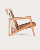 Fauteuil en teck et peau de chèvre Cow Boy marron - 67 x 80 x 77 cm