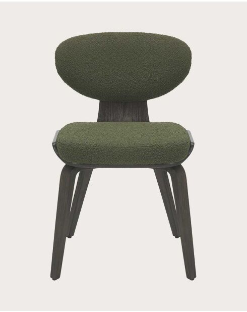 Lot de 2 chaise hele en tissu vert et pieds en bois - 49.5 x 57 x 76.5 cm