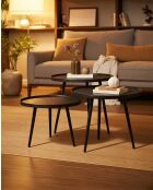 Runder ausziehbarer Couchtisch Soccoro aus schwarzem Metall, 54 x 54 x 47 cm