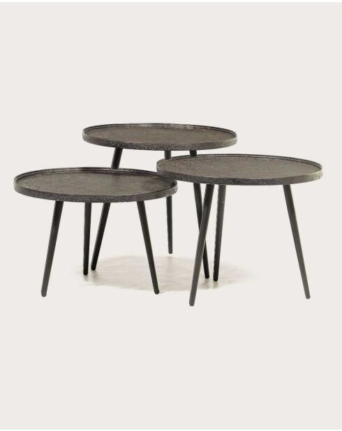 Table basse ronde gigogne en métal noir Soccoro - 54 x 54 x 47 cm