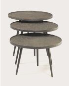 Runder ausziehbarer Couchtisch Soccoro aus schwarzem Metall, 54 x 54 x 47 cm