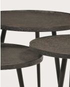 Runder ausziehbarer Couchtisch Soccoro aus schwarzem Metall, 54 x 54 x 47 cm