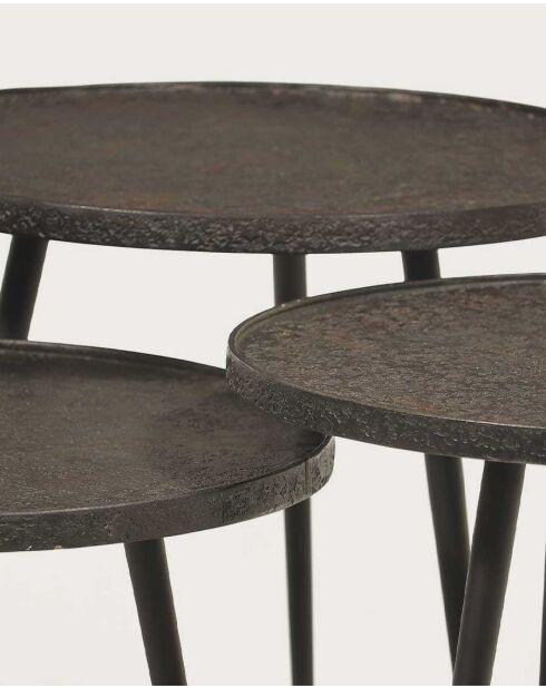 Runder ausziehbarer Couchtisch Soccoro aus schwarzem Metall, 54 x 54 x 47 cm