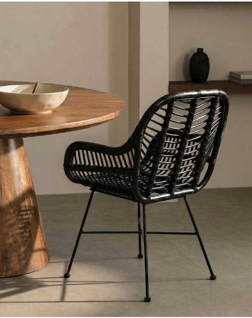 Lot de 2 chaises Myko en rotin noir - 64 x 64 x 88 cm