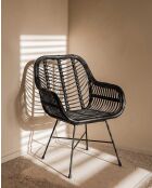 Lot de 2 chaises Myko en rotin noir - 64 x 64 x 88 cm
