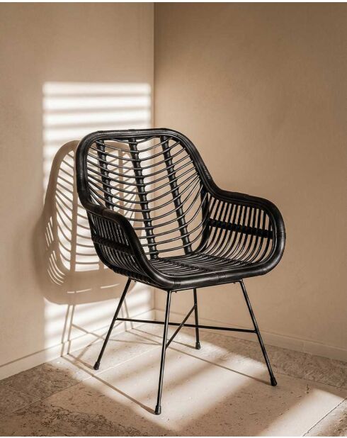 Lot de 2 chaises Myko en rotin noir - 64 x 64 x 88 cm