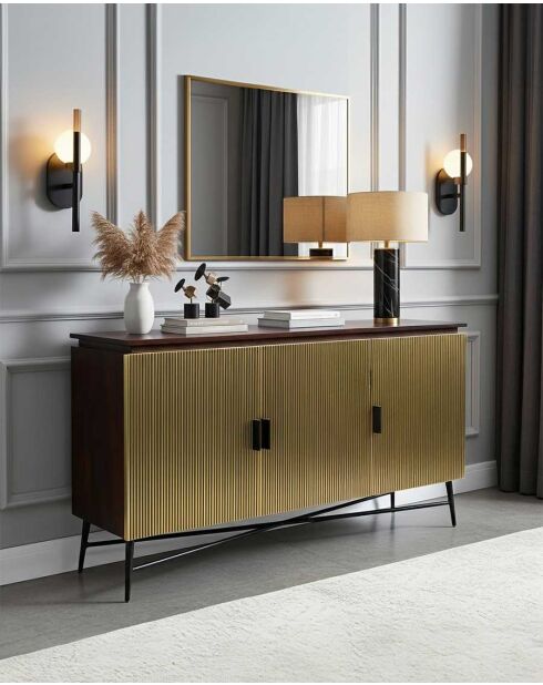 Grand buffet finition laiton vieilli Moon doré - 150 x 40 x 80 cm