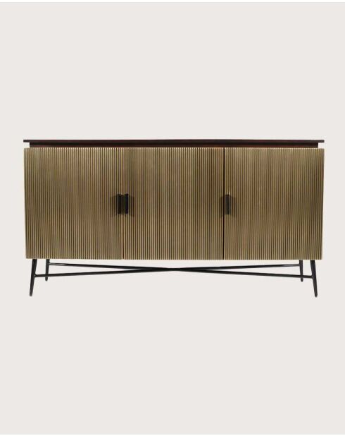 Grand buffet finition laiton vieilli Moon doré - 150 x 40 x 80 cm