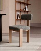 Lot de 2 chaises salle à manger en tissu gris piétement en bois blanchis Elani - 53 x 52 x 78.5 cm