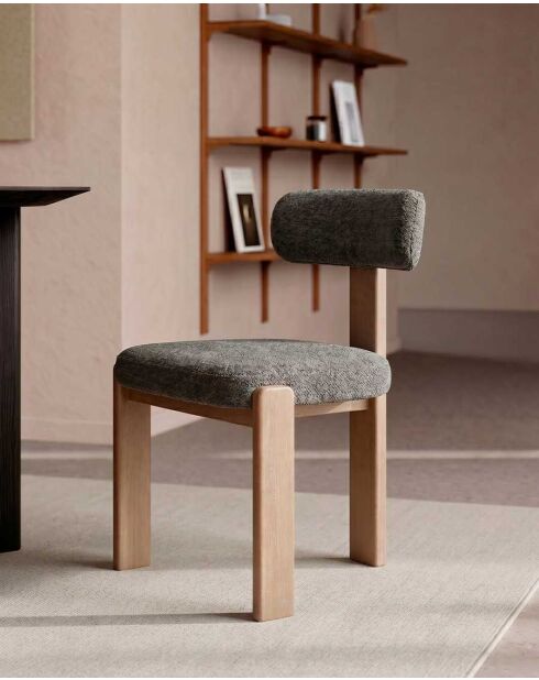 Set aus 2 Esszimmerstühlen aus grauem Stoff mit weißem Holzsockel Elani - 53 x 52 x 78,5 cm