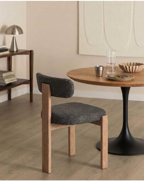 Set aus 2 Esszimmerstühlen aus grauem Stoff mit weißem Holzsockel Elani - 53 x 52 x 78,5 cm