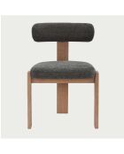 Lot de 2 chaises salle à manger en tissu gris piétement en bois blanchis Elani - 53 x 52 x 78.5 cm