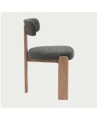 Lot de 2 chaises salle à manger en tissu gris piétement en bois blanchis Elani - 53 x 52 x 78.5 cm