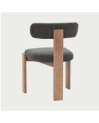 Lot de 2 chaises salle à manger en tissu gris piétement en bois blanchis Elani - 53 x 52 x 78.5 cm