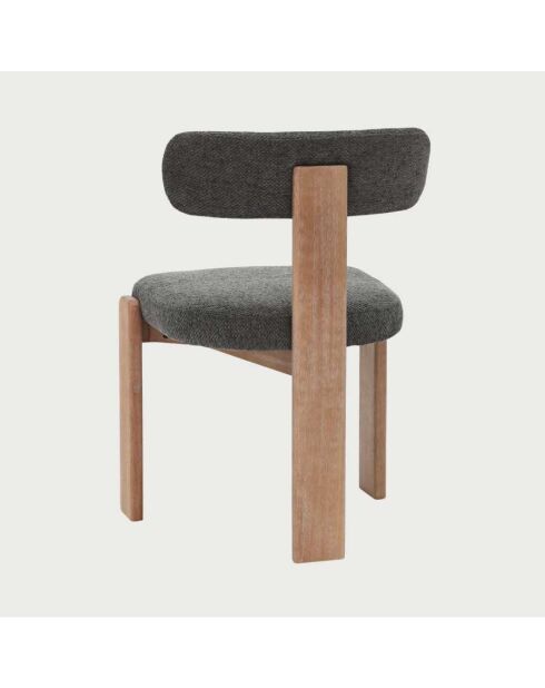 Lot de 2 chaises salle à manger en tissu gris piétement en bois blanchis Elani - 53 x 52 x 78.5 cm