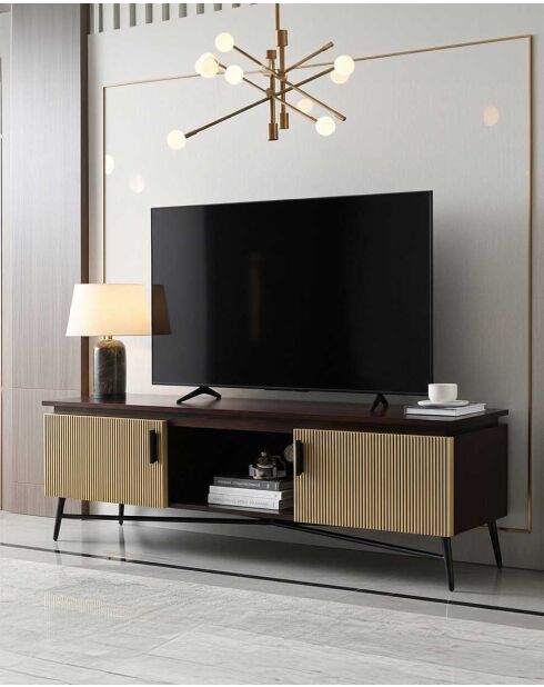 Meuble tv finition laiton vieilli Moon doré - 145 x 40 x 45 cm