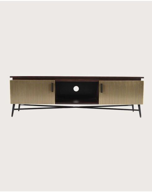 Meuble tv finition laiton vieilli Moon doré - 145 x 40 x 45 cm