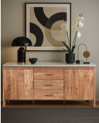 Buffet in legno massello e marmo bianco naturale Havena - 175 x 45 x 85 cm