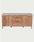 Buffet in legno massello e marmo bianco naturale Havena - 175 x 45 x 85 cm