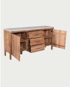 Buffet in legno massello e marmo bianco naturale Havena - 175 x 45 x 85 cm