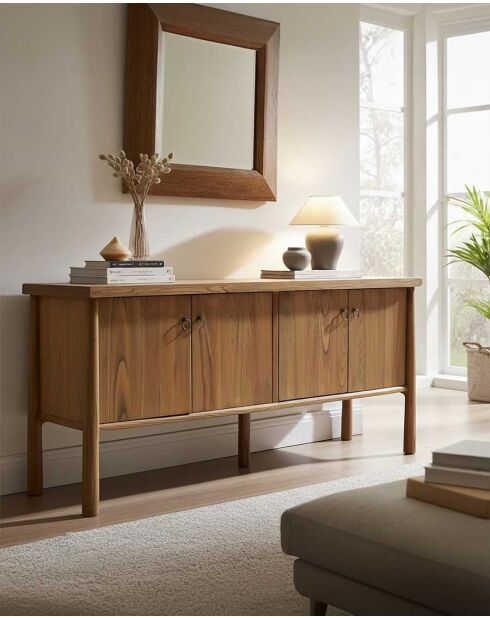 Credenza in legno massello di teak naturale Yara - 170 x 45 x 80 cm