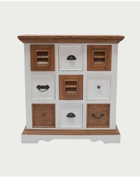 Credenza Mindy piccola massiccia bianca e naturale Inda - 80 x 35 x 85 cm