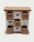 Credenza Mindy piccola massiccia bianca e naturale Inda - 80 x 35 x 85 cm