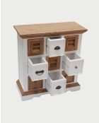 Credenza Mindy piccola massiccia bianca e naturale Inda - 80 x 35 x 85 cm