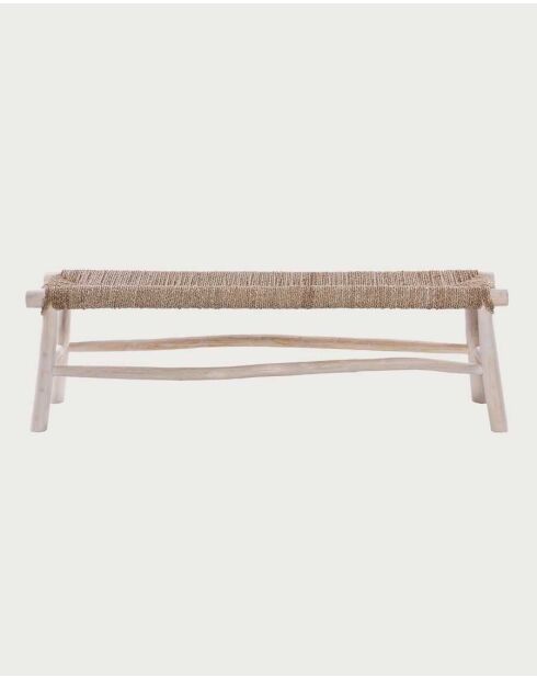Banc en branches de teck et de jacinthe d'eau Matra naturel - 150 x 35 x 45 cm