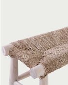 Banco Matra de teca natural y ramas de jacinto acuático, 150 x 35 x 45 cm