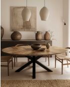 Tavolo da pranzo ovale, piano in mango a spina di pesce e base a stella in metallo Apogee marrone e nero, 220 x 100 x 76 cm