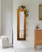 Colonna pensile con specchio in legno massello di mango Palo naturale - 40 x 25 x 140 cm