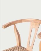 Sedia da bar in teak e corda naturale intrecciata Soren - 45 x 50 x 98 cm