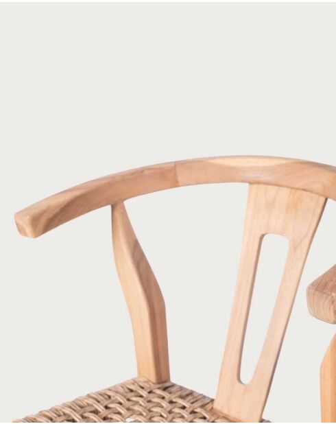 Sedia da bar in teak e corda naturale intrecciata Soren - 45 x 50 x 98 cm
