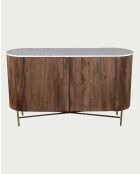 Enfilade en bois massif avec plateau en marbre blanc Céline naturelle - 145 x 45 x 85 cm
