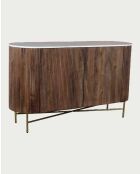 Enfilade en bois massif avec plateau en marbre blanc Céline naturelle - 145 x 45 x 85 cm