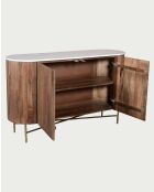 Enfilade en bois massif avec plateau en marbre blanc Céline naturelle - 145 x 45 x 85 cm