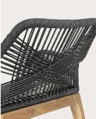 Stuhl aus massivem Teakholz und natürlichem Seil in Santorin-Grau - 57 x 66 x 80 cm
