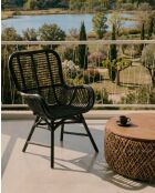 Poltrona Sapporo in rattan sintetico nero - 62 x 62 x 93 cm