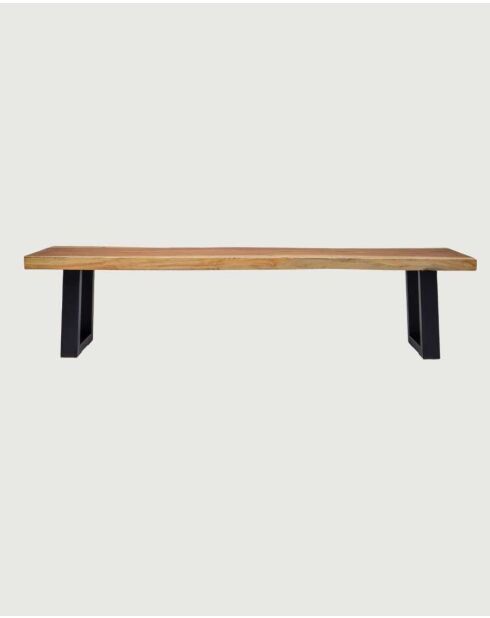 Banc en bois massif de suar Dempo naturel et noir - 200 x 35 x 40 cm