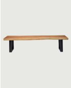 Banco de madera maciza Suar Dempo natural y negro - 200 x 35 x 40 cm