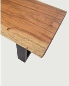 Banco de madera maciza Suar Dempo natural y negro - 200 x 35 x 40 cm