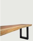 Banco de madera maciza Suar Dempo natural y negro - 200 x 35 x 40 cm