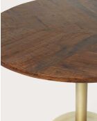 Ronde eettafel in massief hout en gouden tulpenvoet D110 cm 6 pers Praag bruin - 110 x 110 x 76 cm