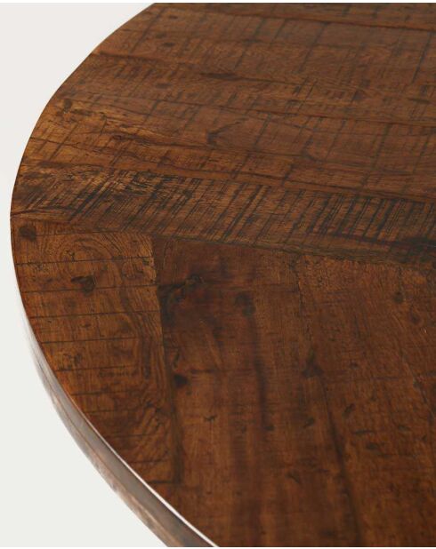 Ronde eettafel in massief hout en gouden tulpenvoet D110 cm 6 pers Praag bruin - 110 x 110 x 76 cm