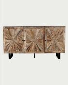 Sideboard aus massivem Holz und weißem Marmor Sunet natural - 160 x 40 x 85 cm